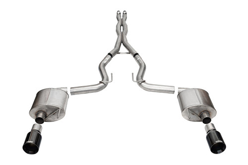 Corsa Mustang GT Sport Cat-Back Exhaust - Dual Straight-Cut Black PVD Tips (2024+)