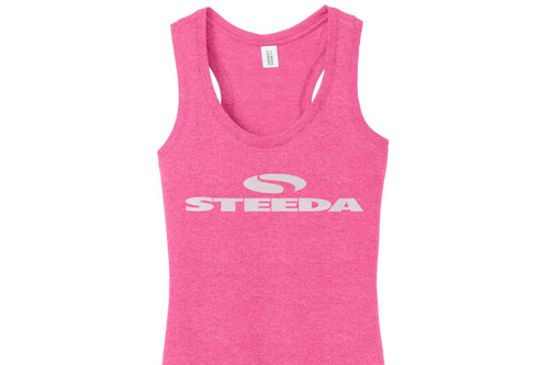 Steeda Women's Pink Racerback Tank - White Logo