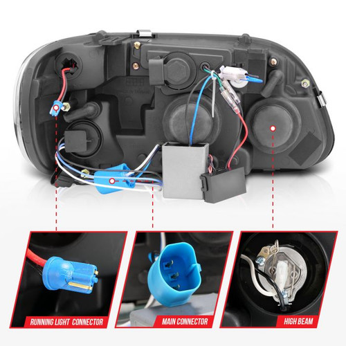 Anzo Explorer Projector Headlights w/ Halo Black 1 pc (1995-2001)