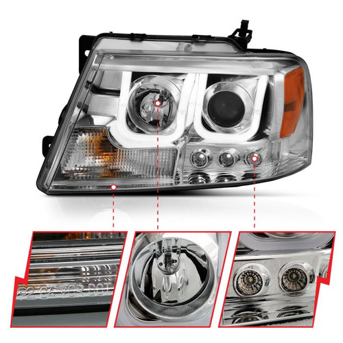 Anzo F-150 Projector Headlights w/ U-Bar Chrome (2004-2008)
