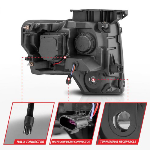 Anzo F-150 Projector Headlights w/ Halo Black (CCFL) (2009-2014)