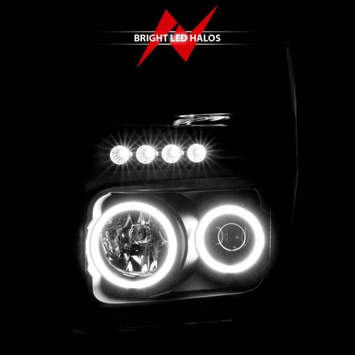 Anzo F-250 Projector Headlights w/ Halo Black (CCFL) (2008-2010)
