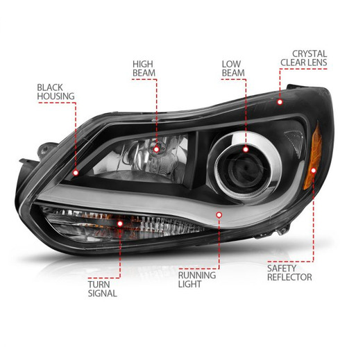 Anzo Focus Projector Headlights w/ Plank Style Design Black (2012-2014)