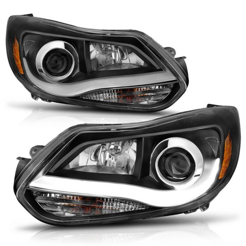 Anzo 121490 Focus Projector Headlights w/ Plank Style Design Black
