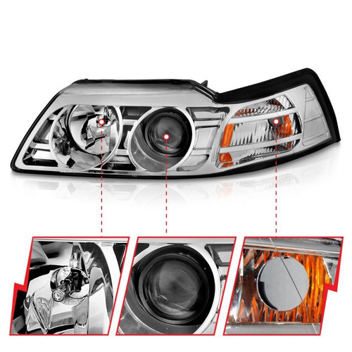 Anzo Mustang Projector Headlights Chrome (1999-2004)