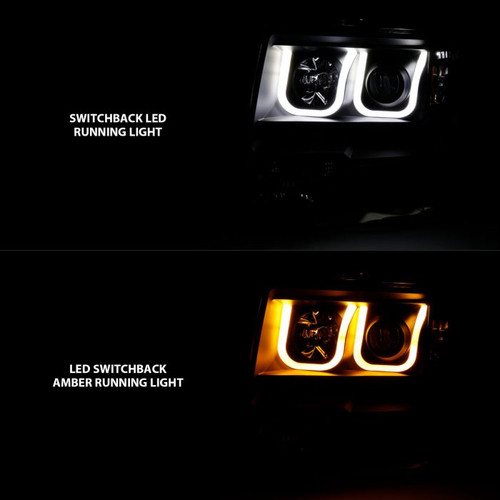 Anzo F-150 Projector Headlights w/ U-Bar Switchback Black w/ Amber (2009-2014)