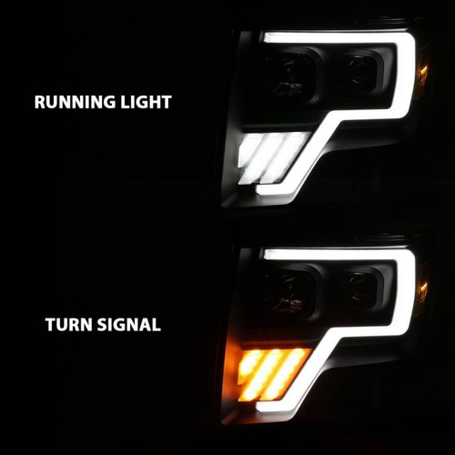 Anzo F-150 Projector Light Bar G4 Switchback Headlight Black Amber (2009-2013)
