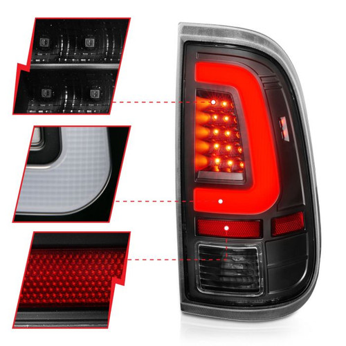Anzo F-250 LED Taillights Black Housing Clear Lens - Pair (2008-2016)