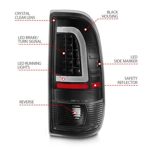 Anzo F-150 LED Tail Lights w/ Light Bar Black Housing Clear Lens (1997-2003)