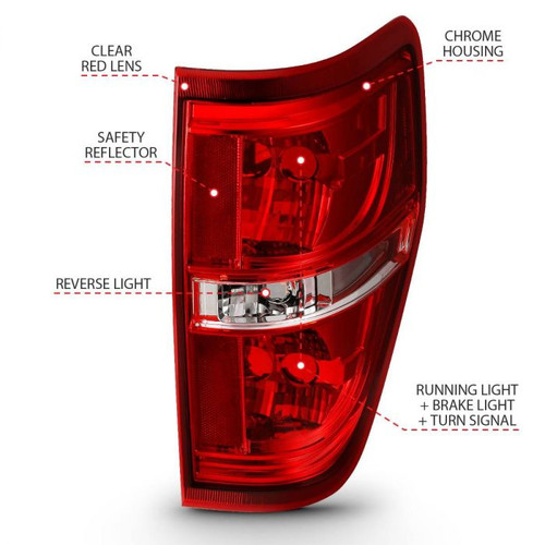 Anzo F-150 Euro Taillight Red/Clear w/o Bulb (2009-2014)