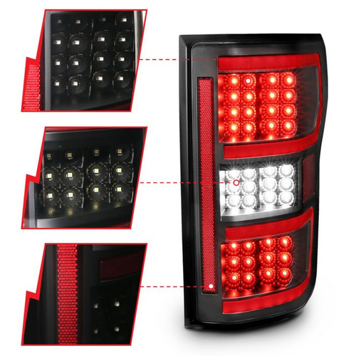 Anzo F-150 LED Taillight Black Housing Clear Lens Red Light Bar w/ Sequential (2018-2019)