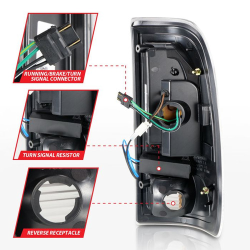 Anzo F-150 LED Tail Lights w/ Light Bar Black Housing Smoke Lens (1997-2003)