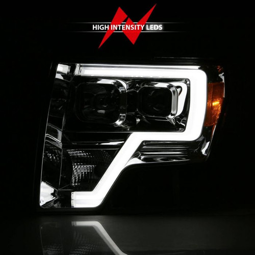 Anzo F-150 Projector Headlight Plank Style Chrome Amber (2009-2014)