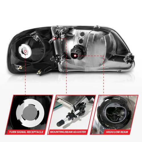 Anzo F-150 Crystal Headlight Black w/ Parking Light (1997-2003)