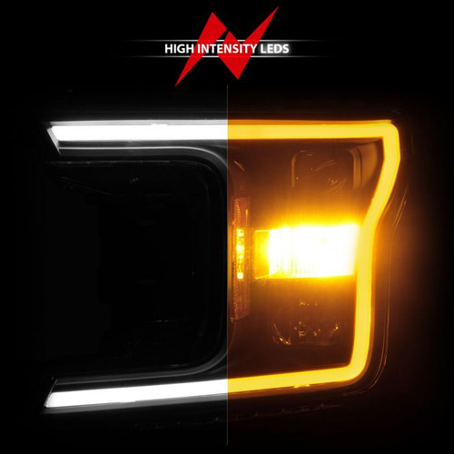 Anzo F-150 Projector Headlight w/ Plank Style Switchback - Black Housing (2018-2020)
