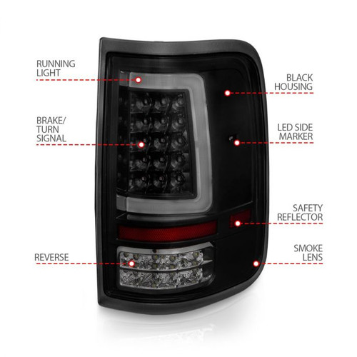Anzo F-150 LED Tail Lights w/ Light Bar Black Housing Smoke Lens (2004-2006)