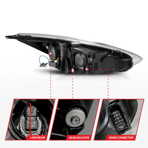 Anzo Focus Projector Headlights - w/ Light Bar Switchback Black Housing (2015-2018)