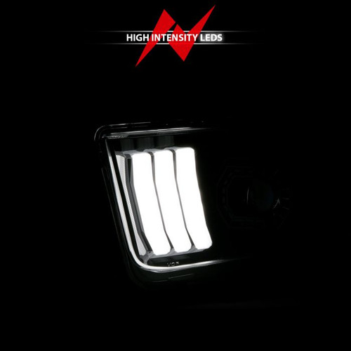 Anzo Mustang (w/Factory Halogen HL Only) Projector Headlights w/Light Bar Black Housing (2005-2009)