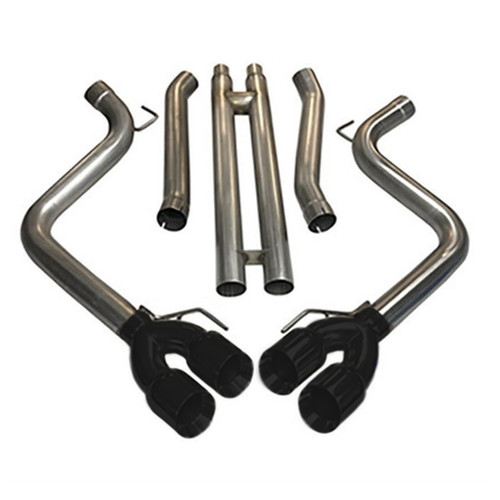 MRT Mustang GT Extreme Cat Back Exhaust w/H-pipe - Black Quad Tips (2018+)