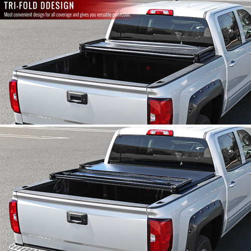 Spec-D Tuning F-150 Soft Tri Fold Bed Cover - 6.5ft Bed (2015-2019)