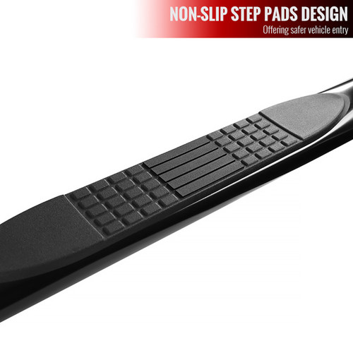Spec-D Tuning F-150 SuperCab / Super Crew 4" Stainless Steel Side Step Nerf Bars / Running Boards - Black (2015-2018)