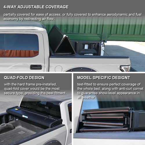 Spec-D Tuning F-150 Hard Quad Fold Bed Cover - 5.5ft Bed (2015-2020)
