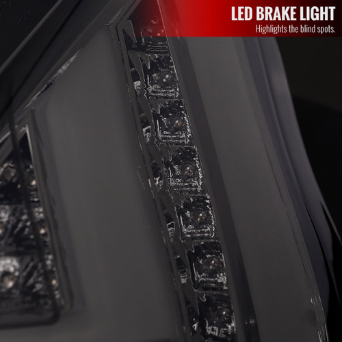 Spec-D Tuning Fiesta LED Bar Tail Lights - Chrome Housing, Smoked Lens (2014-2019)