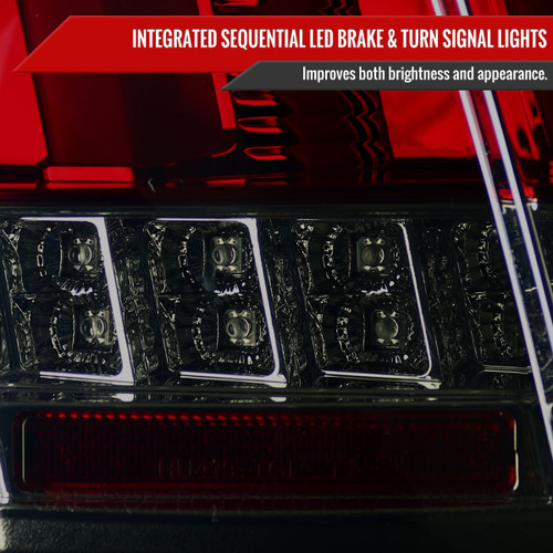 Spec-D Tuning Mustang Sequential LED Tail Lights - Chrome Housing, Smoked Red Lens (1999-2004)