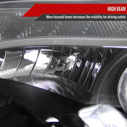 Spec-D Tuning Focus Single Halo Projector Headlights w/ LED Light Strip - Matte Black Housing, Clear Lens (2012-2014)