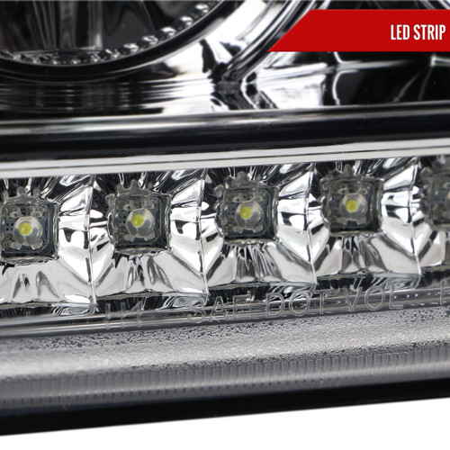 Spec-D Tuning Ranger Projector Headlights w/ LED Light Strip & Turn Signals - Chrome Housing, Clear Lens (2001-2011)