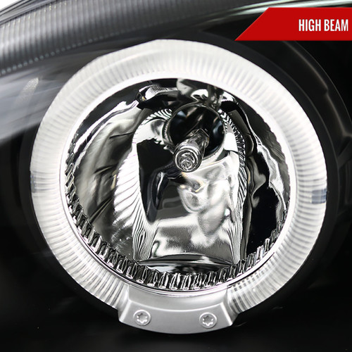 Spec-D Tuning Mustang Dual Halo Projector Headlights - Matte Black Housing, Clear Lens (1994-1998)