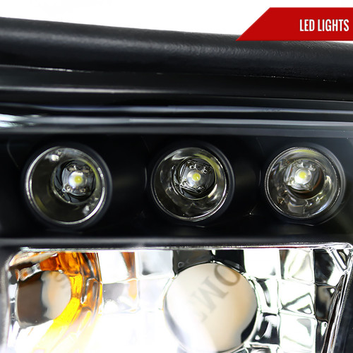 Spec-D Tuning Mustang Dual Halo Projector Headlights - Matte Black Housing, Clear Lens (1994-1998)