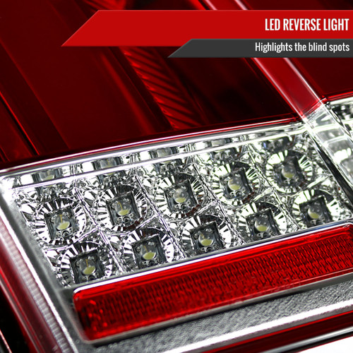 Spec-D Tuning Mustang Sequential LED Tail Lights - Chrome Housing, Red Lens (1999-2004)