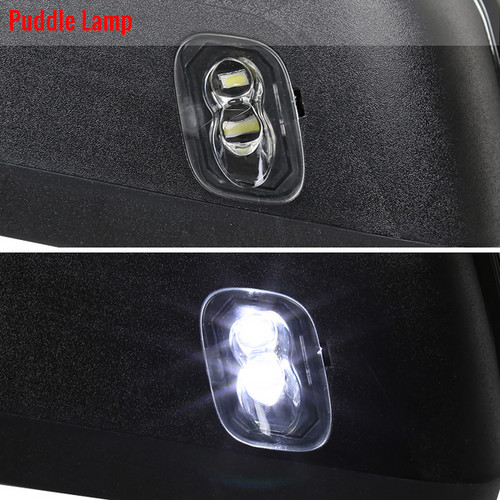 Spec-D Tuning F-150 Power Adjustable, Heated Tow Mirrors - Black w/ Clear LED Turn Signals, Puddle, Clearnace & Auxiliary Lights (2015-2017)