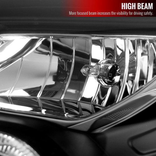 Spec-D Tuning Focus LED Bar Projector Headlights w/ LED Turn Signal Lights - Matte Black Housing, Clear Lens (2012-2014)