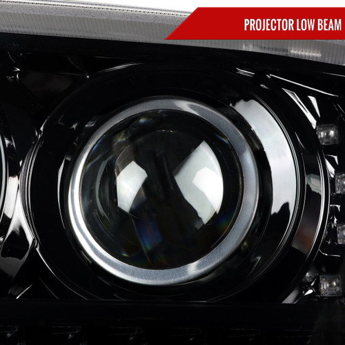 Spec-D Tuning Ranger Projector Headlights w/ LED Light Strip & Turn Signals - Jet Black Housing, Smoked Lens (2001-2011)