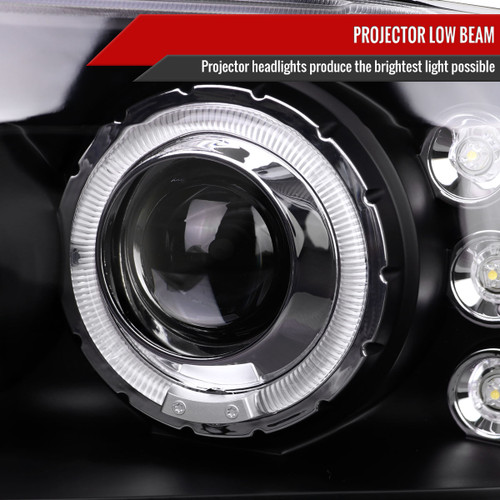 Spec-D Tuning F-250 Dual Halo Projector Headlights - Matte Black Housing, Clear Lens (1999-2004)