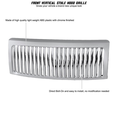Spec-D Tuning F-150 Vertical Front Grille - Chrome (2009-2010)