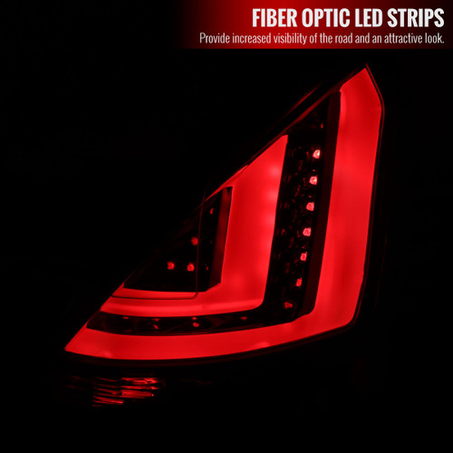 Spec-D Tuning Fiesta LED Bar Tail Lights - Chrome Housing, Smoked Red Lens (2014-2019)