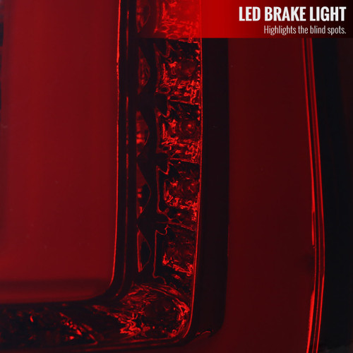 Spec-D Tuning Fiesta LED Bar Tail Lights - Chrome Housing, Smoked Red Lens (2014-2019)