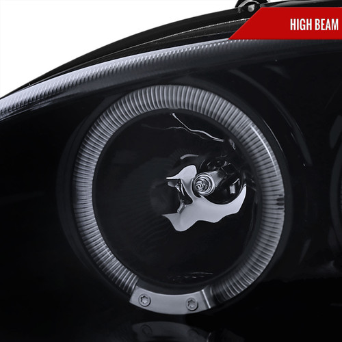 Spec-D Tuning Mustang Dual Halo V2 Projector Headlights - Gloss Black Housing, Smoked Lens (1994-1998)