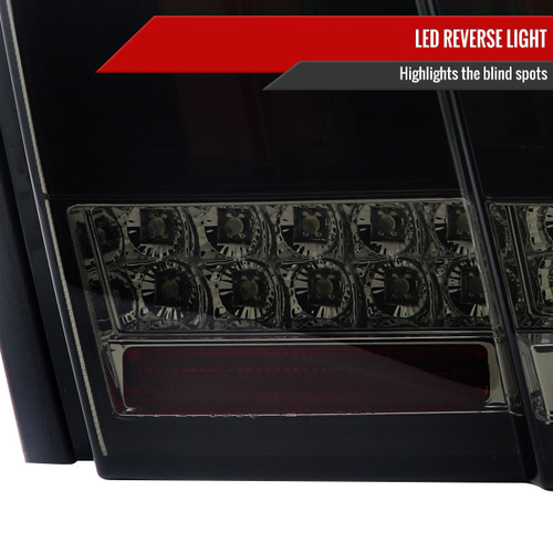 Spec-D Tuning Mustang Sequential LED Tail Lights w/ Red Light Bar - Gloss Black Housing, Smoked Lens (1999-2004)