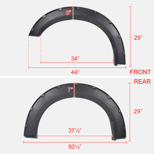 Spec-D Tuning F-150 StyleSide Rivet Style Fender Flares - Texture Black (2018-2020)