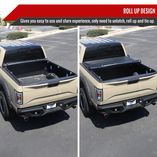 Spec-D Tuning F-150 Soft Roll Up Bed Cover - 5.5ft Bed (2015-2022)