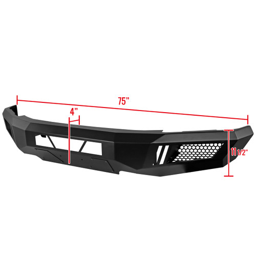 Spec-D Tuning F-150 Heavy Duty Steel Front Bumper w/ LED Light Ports - Textured Black (2015-2017)