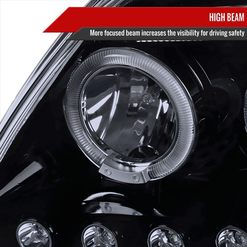 Spec-D Tuning F-150 Dual Halo Projector Headlights - Gloss Black Housing, Smoked Lens (1997-2003)
