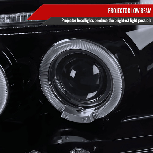 Spec-D Tuning F-150 Dual Halo Projector Headlights - Gloss Black Housing, Smoked Lens (1997-2003)