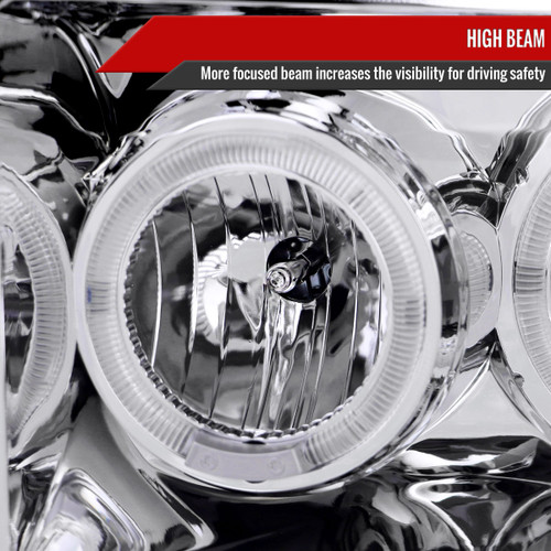 Spec-D Tuning F-250 Dual Halo Projector Headlights - Chrome Housing, Clear Lens (1999-2004)