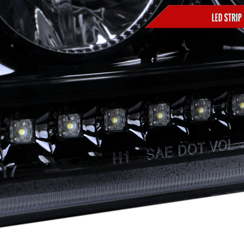 Spec-D Tuning Ranger Projector Headlights w/ LED Light Strip & Turn Signals - Gloss Black Housing, Smoked Lens (2001-2011)