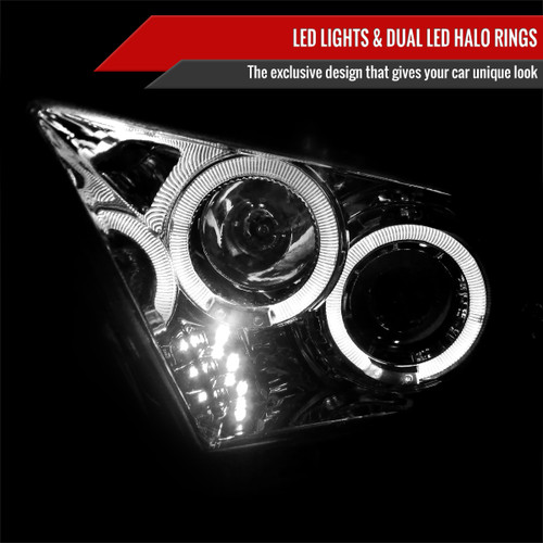 Spec-D Tuning Mustang  Dual Halo Projector Headlights - Chrome Housing, Clear Lens (2010-2014)